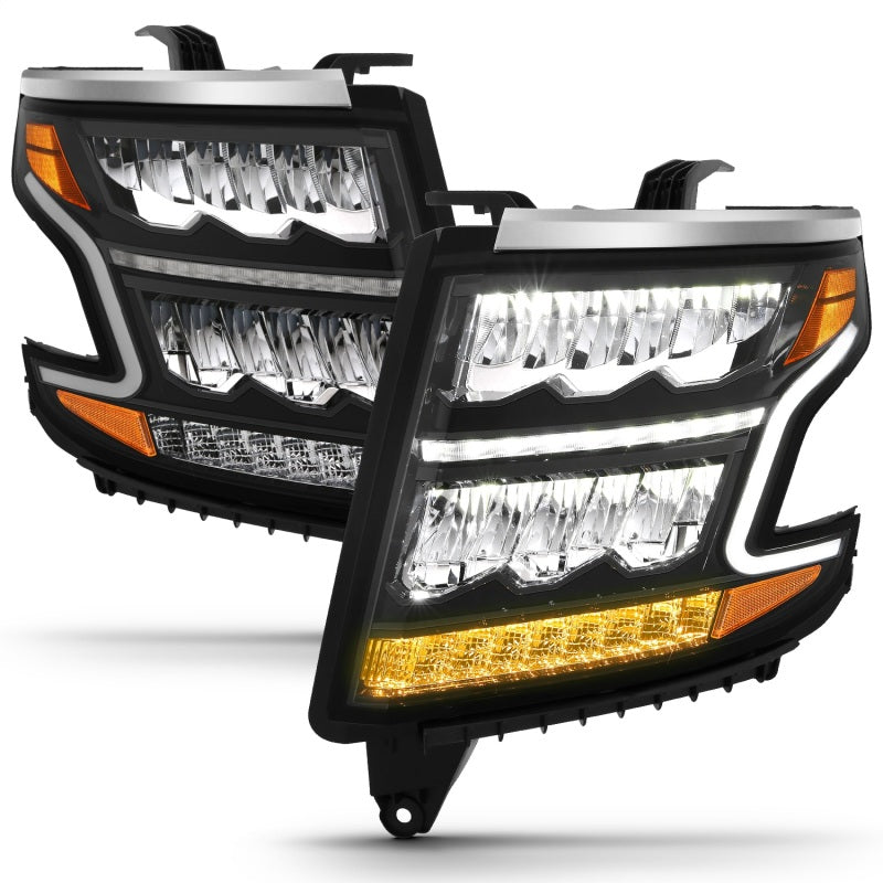 ANZO 15-20 Chevy Tahoe/Suburban Phares de style barre lumineuse à LED Noir avec séquentiel avec DRL avec ambre