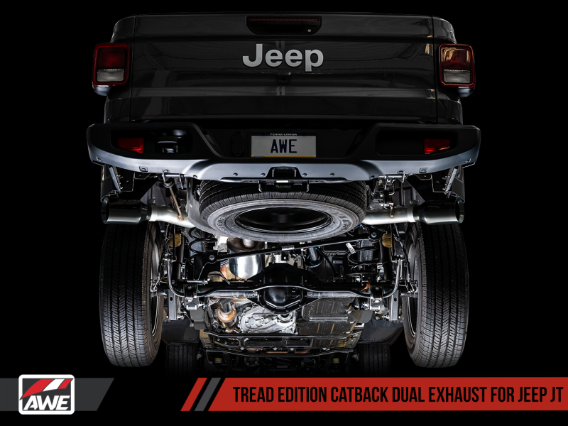 AWE Tuning 20-21 Jeep Gladiator JT 3.6L Tread Edition Cat-Back Double échappement - Diamond Black Tip