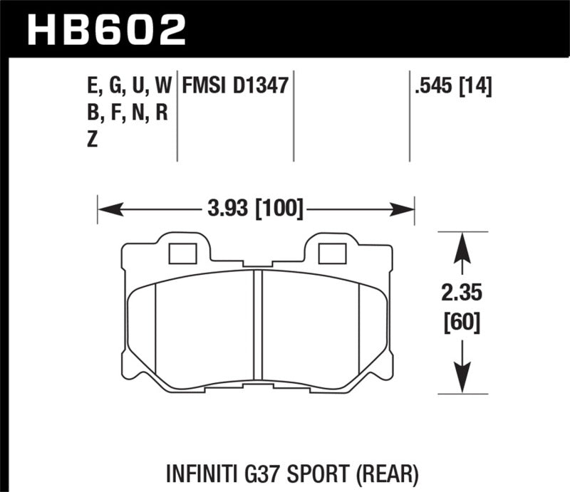 Plaquettes de frein arrière Hawk DTC-70 pour Infiniti FX50 10-11 / G37 09-10 / Nissan 370Z 09-10