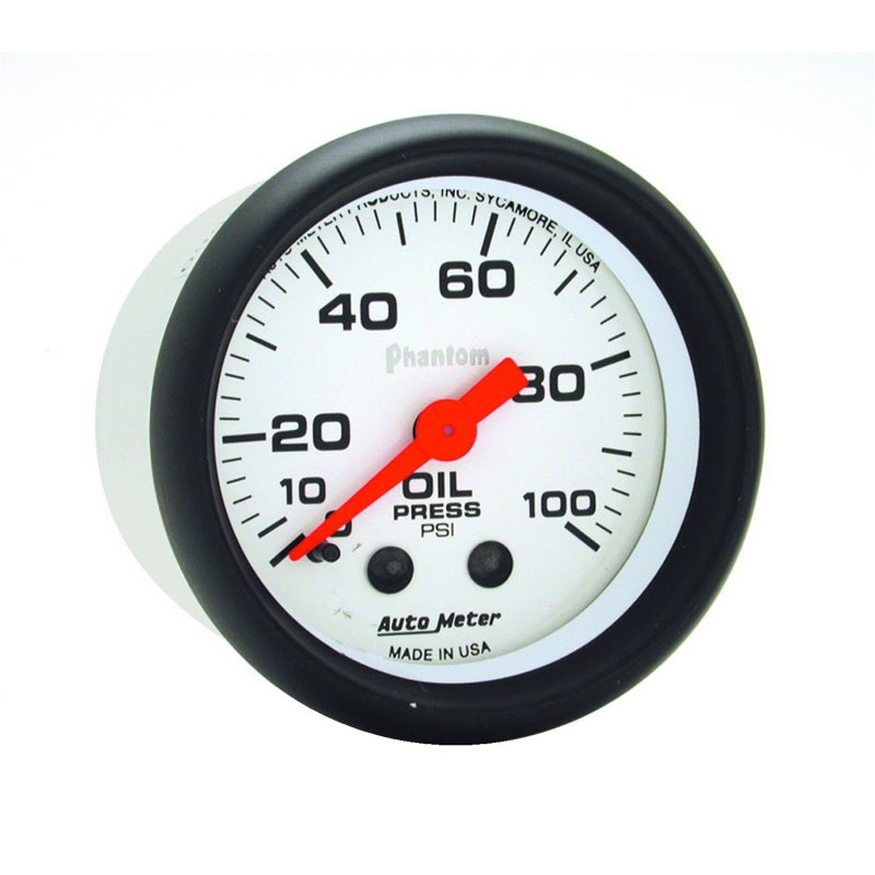 Autometer Phantom Jauge de pression d'huile mécanique 52 mm 0-100 PSI