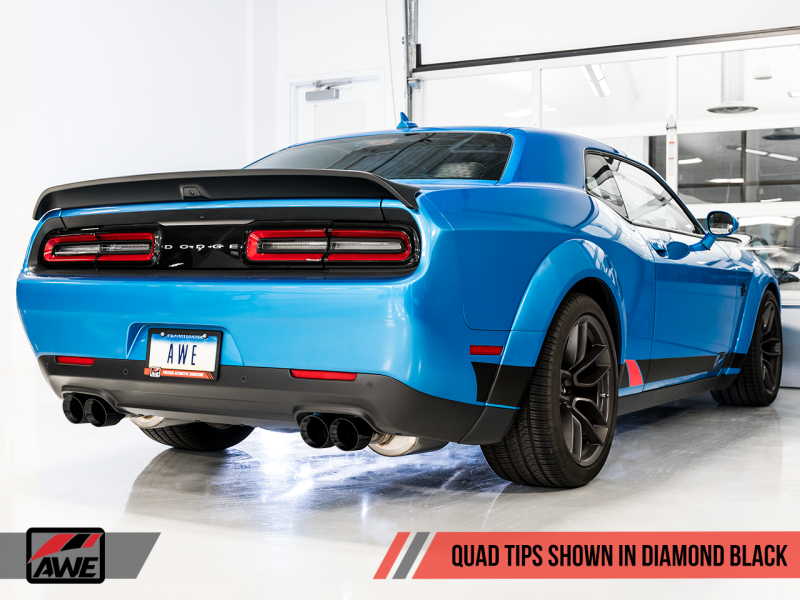 AWE Tuning 2015+ Dodge Challenger 6.4L/6.2L Échappement non résonné Touring Edition - Quad Black Tips