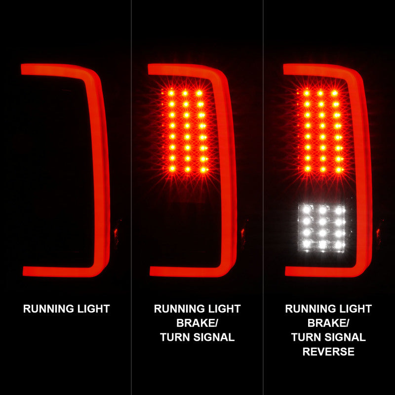 ANZO 2007-2013 Chevrolet Silverado1500/ 2500/ 3500 Feux arrière LED avec barre lumineuse Boîtier noir Fumée