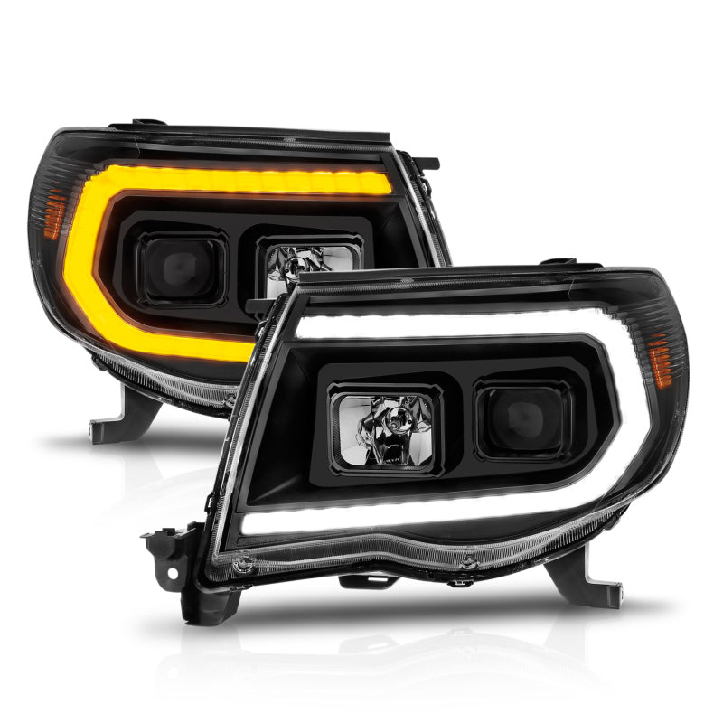 ANZO 05-11 Phares de projecteur Toyota Tacoma avec boîtier noir Switchback de barre lumineuse