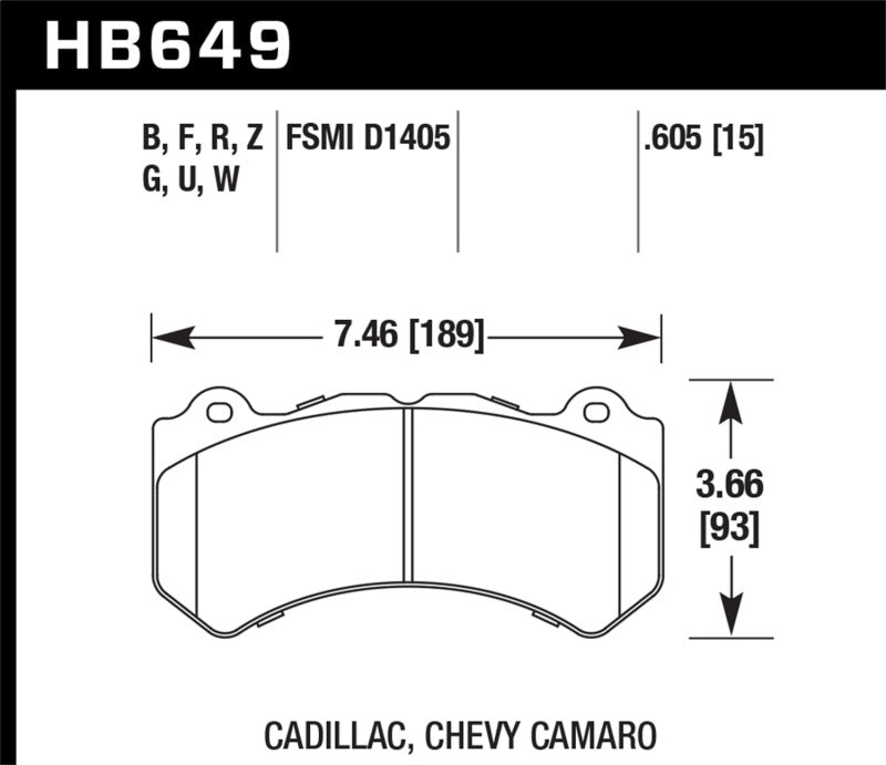 Plaquettes de frein de course avant Hawk DTC-30 pour Cadillac CTS-V 08-12 / Jeep Grand Cherokee (WK2) SRT8 12