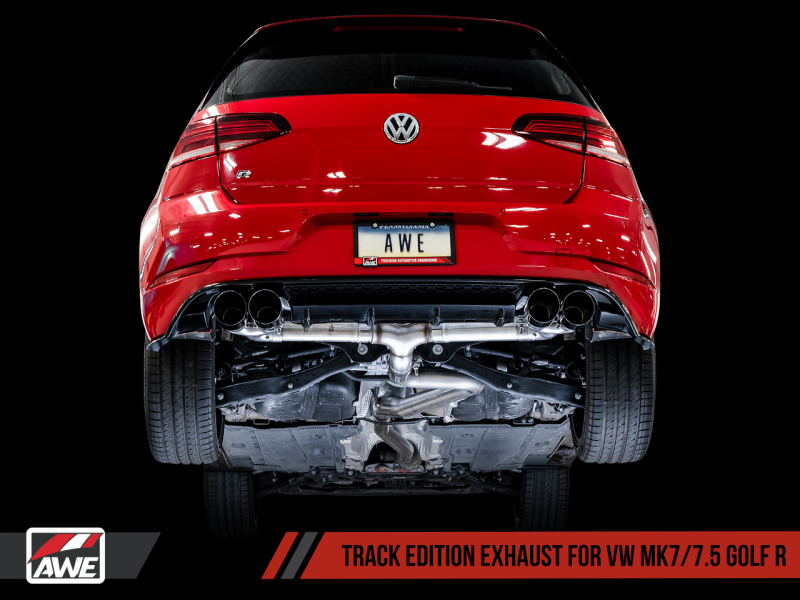 Échappement AWE Tuning Mk7 Golf R Track Edition avec embouts en argent chromé 102 mm