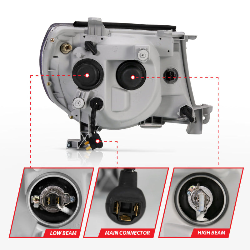 Phares de projecteur ANZO 2005-2011 Toyota Tacoma avec halo noir