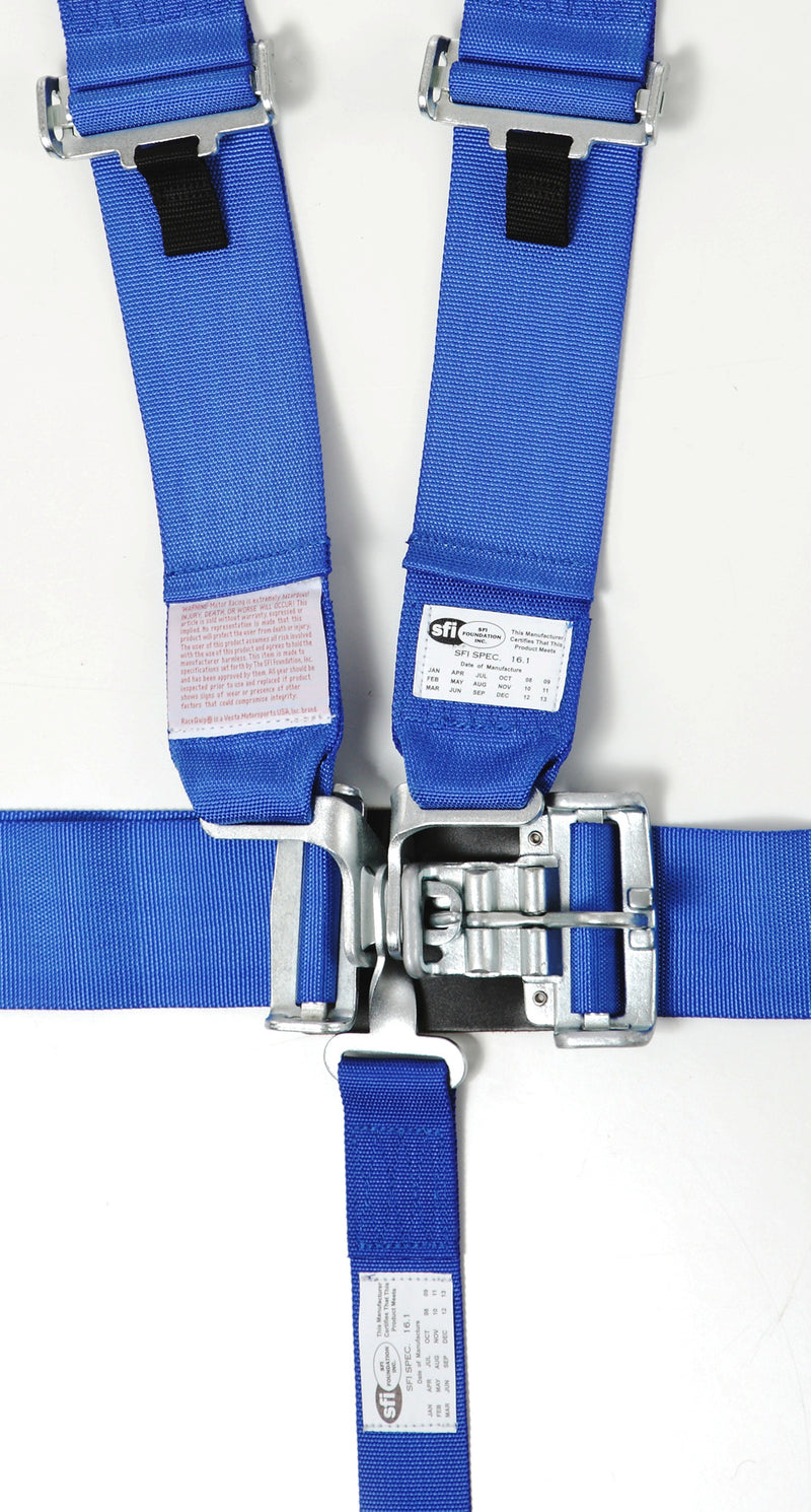 711021 RaceQuip Latch &amp; Link Ensemble de harnais de course automobile à 5 points, Ensemble de ceinture de sécurité SFI 16.1, Bleu