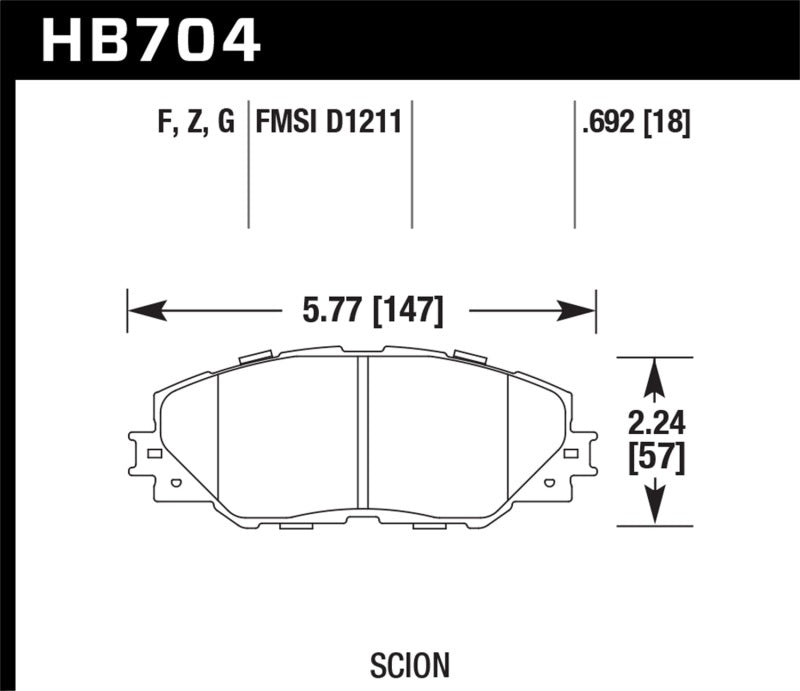 Hawk 09-10 Pontiac Vibe 2.4L / 11-12 Scion tC Plaquettes de frein avant HPS