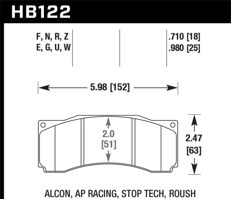 Plaquettes de frein de course Hawk Stoptech ST-60 DTC-70
