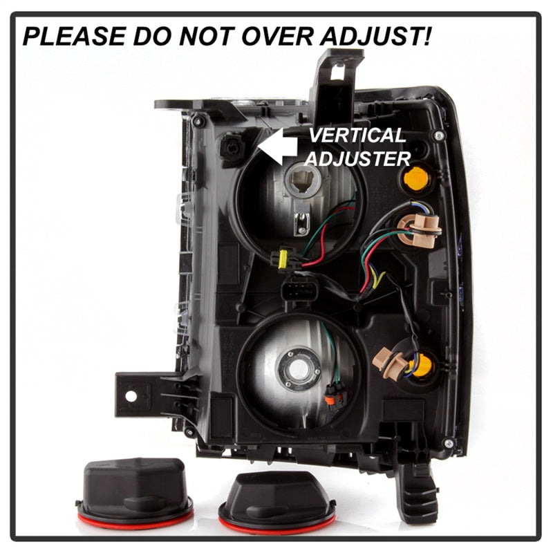 xTune 14-15 Chevy Silverado 1500 (Nouvelle carrosserie) Phares de style OEM avec garniture - Noir (HD-JH-CS14-CC-BK)