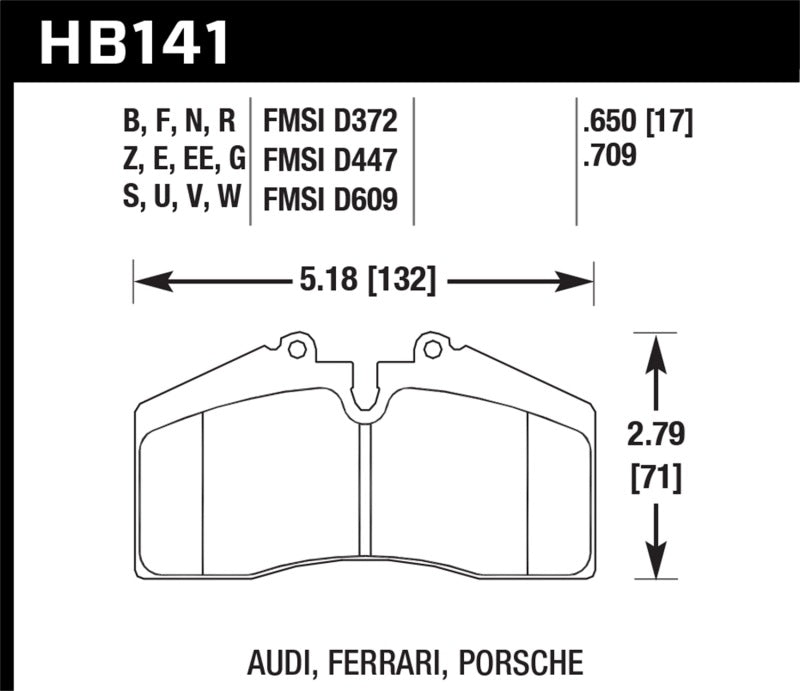 Plaquettes de frein Hawk Audi/Porsche arrière ET ST-40 Performance Ceramic Street