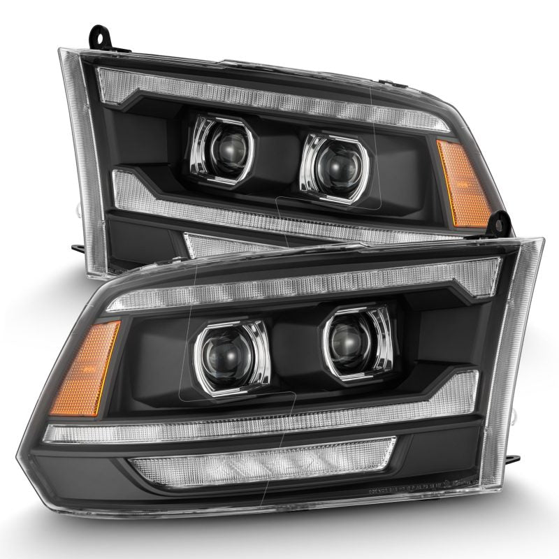 Phares de projecteur DEL AlphaRex 09-18 Dodge Ram 2500 LUXX style planche noirs avec lumière active/clignotant séquentiel/feux de jour