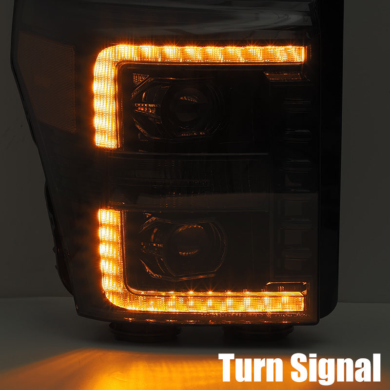 AlphaRex 11-16 Ford F-350 SD LUXX LED Proj Phares style planche Alpha Blk avec lumière active/signal Seq
