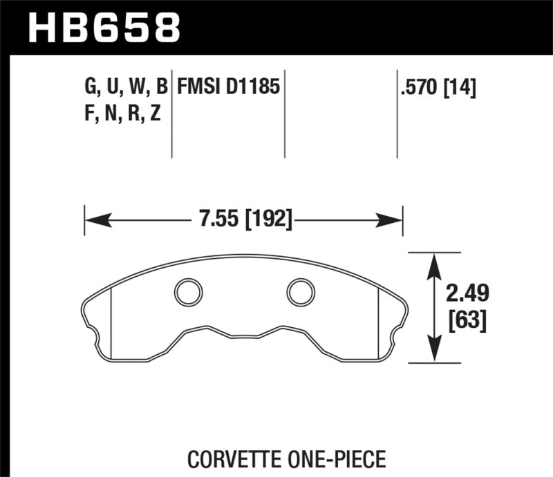 Plaquettes de frein avant de course DTC-70 Hawk Corvette Grand Sport 10-11 / Corvette Z06 06-08 (1 pièce)