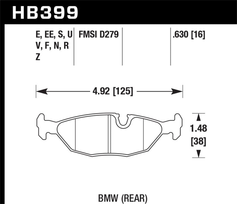 Plaquettes de frein arrière Hawk 84-4/91 BMW 325 (E30) HP+ Street