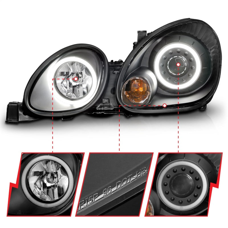 ANZO 1998-2005 Phares de projecteur Lexus Gs300 avec halo noir