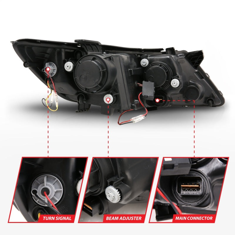 Phares de projecteur ANZO 2011-2013 Kia Optima avec halo noir (CCFL)