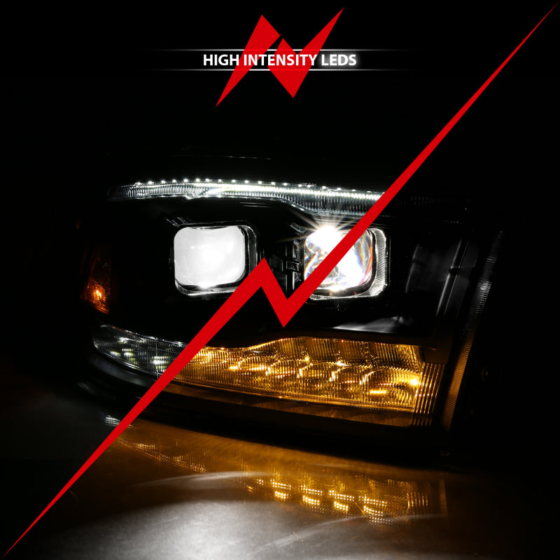 ANZO 2009-2018 Dodge Ram 1500 Projecteur LED Style planche Switchback HL Halo Noir Ambre (Style OE)