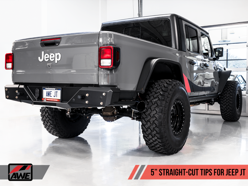 AWE Tuning 20-21 Jeep Gladiator JT 3.6L Tread Edition Cat-Back Double échappement - Diamond Black Tip