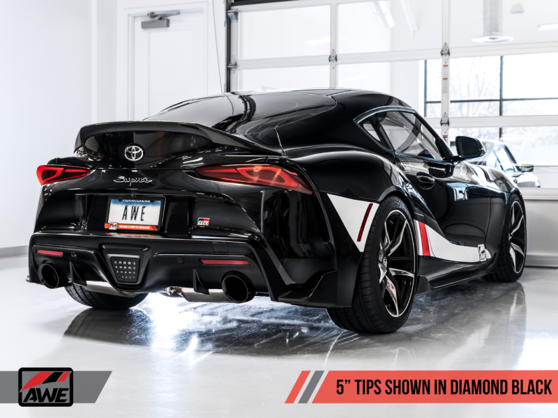 AWE Tuning 2020 Toyota Supra A90 Échappement Touring Edition Résonné - Embouts noirs diamant 5 pouces
