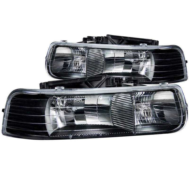 ANZO 1999-2002 Chevrolet Silverado 1500 Phares en cristal Noir
