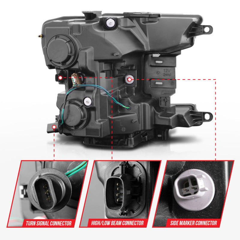 ANZO 2018-2020 Ford F-150 Phare de projecteur avec boîtier noir style planche