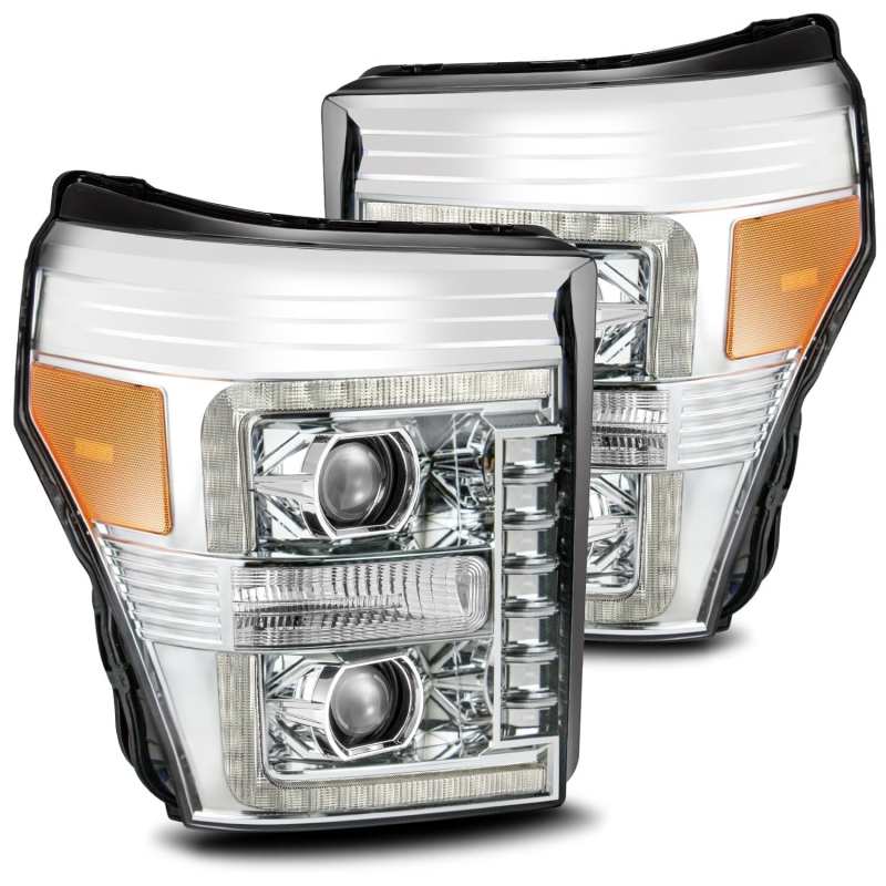 AlphaRex 11-16 Ford F-250 SD PRO-Series Phares de projecteur Style planche Chrome avec signal Seq
