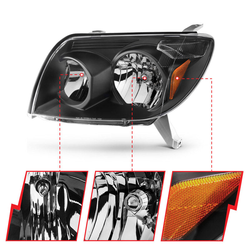 Phares en cristal ANZO 2003-2005 Toyota 4Runner Noir
