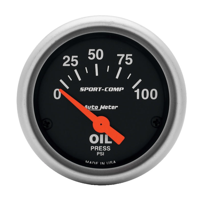 Jauge de pression d'huile électronique Autometer Sport-Comp 52 mm 0-100 PSI