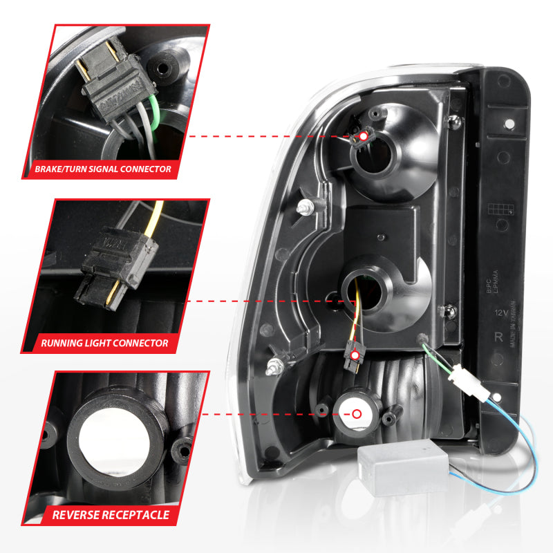 ANZO 2002-2009 Chevrolet Trailblazer LED feux arrière avec barre lumineuse boîtier noir lentille fumée