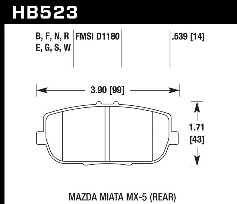 Plaquettes de frein arrière de course Hawk 06-10 Mazda Miata MX-5 DTC-30