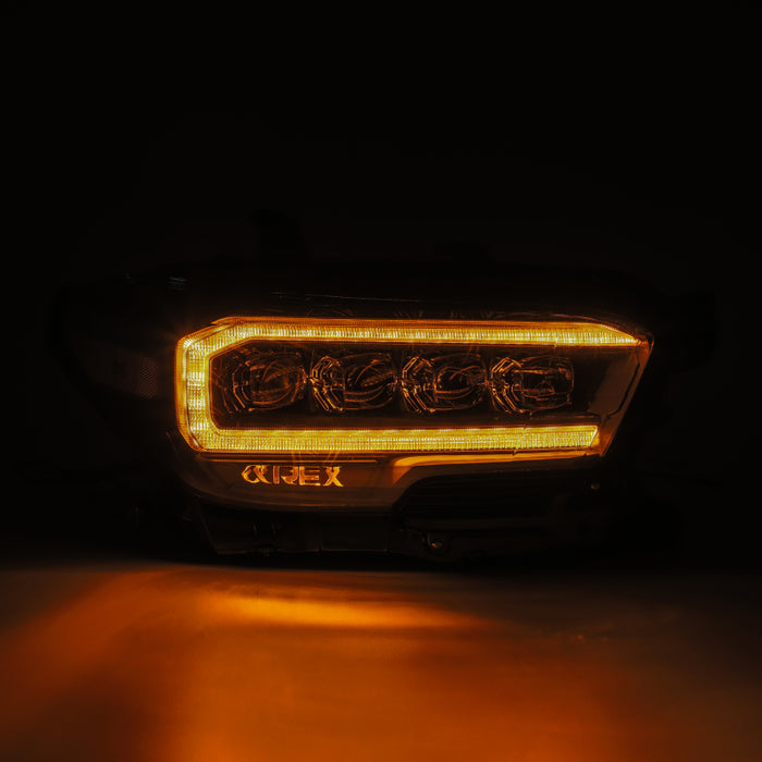 AlphaRex 16-20 Toyota Tacoma NOVA Projecteur LED Style planche Alpha Noir avec lumière d'activation