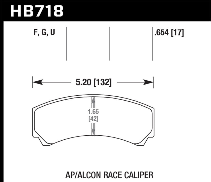 Plaquettes de frein de course Hawk DTC-60 AP Racing/Alcon HB110 avec 42 mm de profondeur radiale