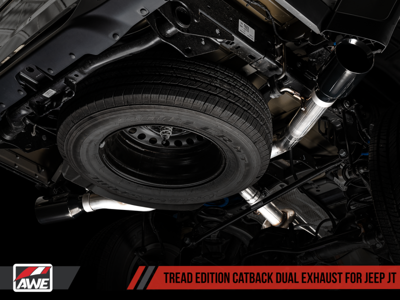 AWE Tuning 20-21 Jeep Gladiator JT 3.6L Tread Edition Cat-Back Double échappement - Diamond Black Tip