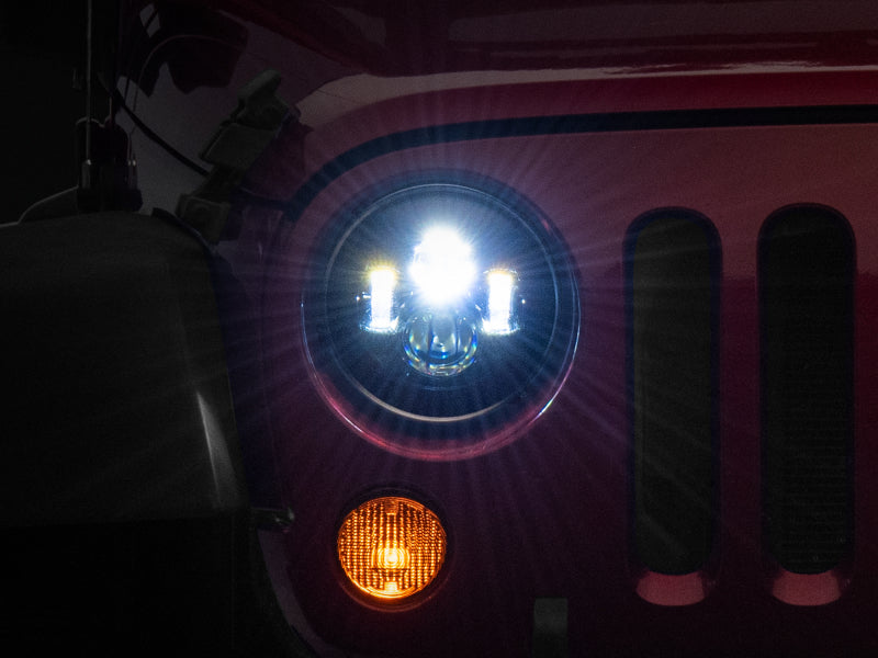 Raxiom 97-18 Jeep Wrangler TJ/JK Axial Series LED Daymaker Headlights- Black Housing (Clear Lens)
