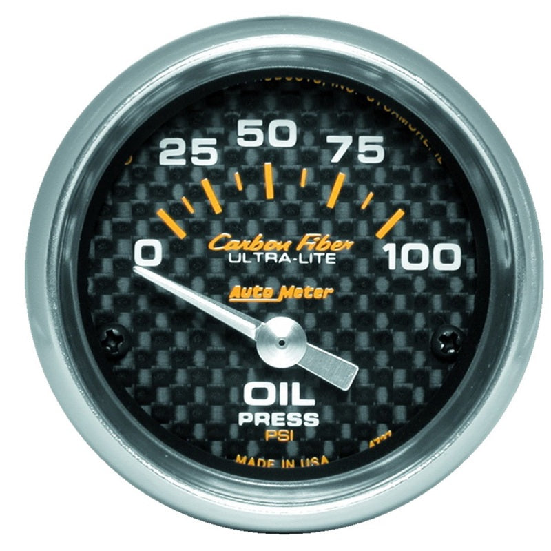 Jauge de pression d'huile électronique Autometer en fibre de carbone 52 mm 100 PSI