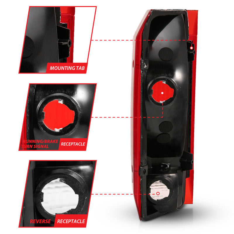 ANZO 1992-1996 Ford Bronco Feu arrière rouge/transparent (remplacement OE)