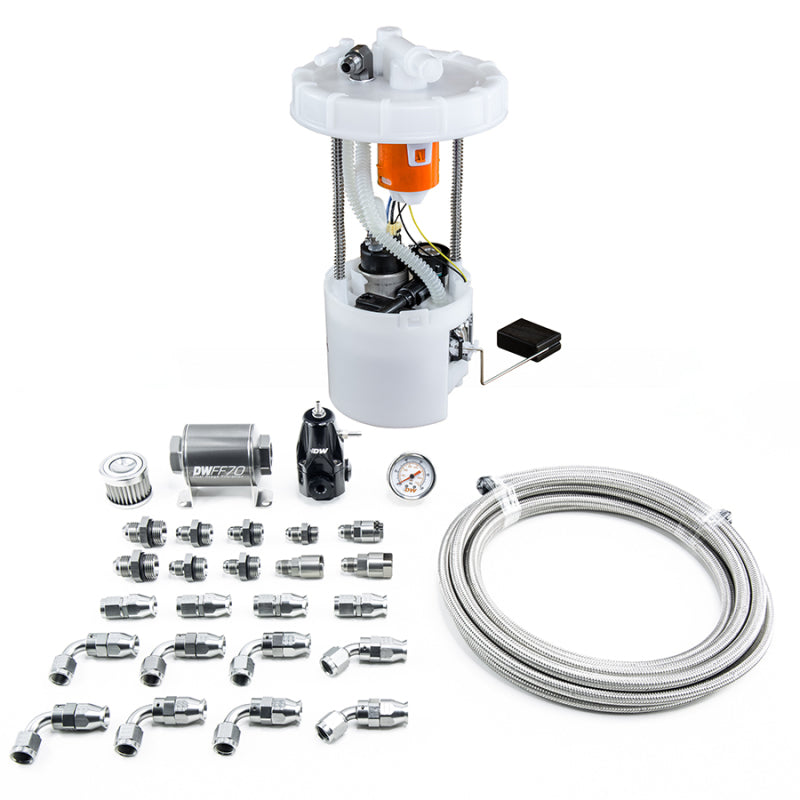 DeatschWerks 06-11 Honda Civic Si K20 Module de pompe DW400 et kit de retour avec conduites de carburant en PTFE
