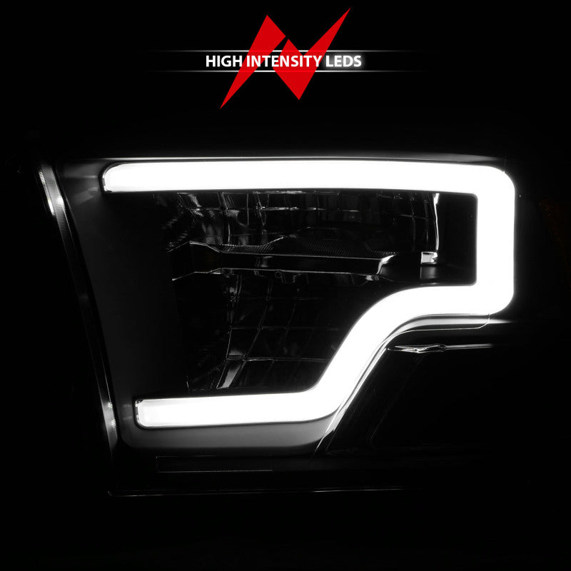 ANZO 2009-2020 Dodge Ram 1500 Phares de projecteur carrés à LED avec boîtier chromé Noir Ambre