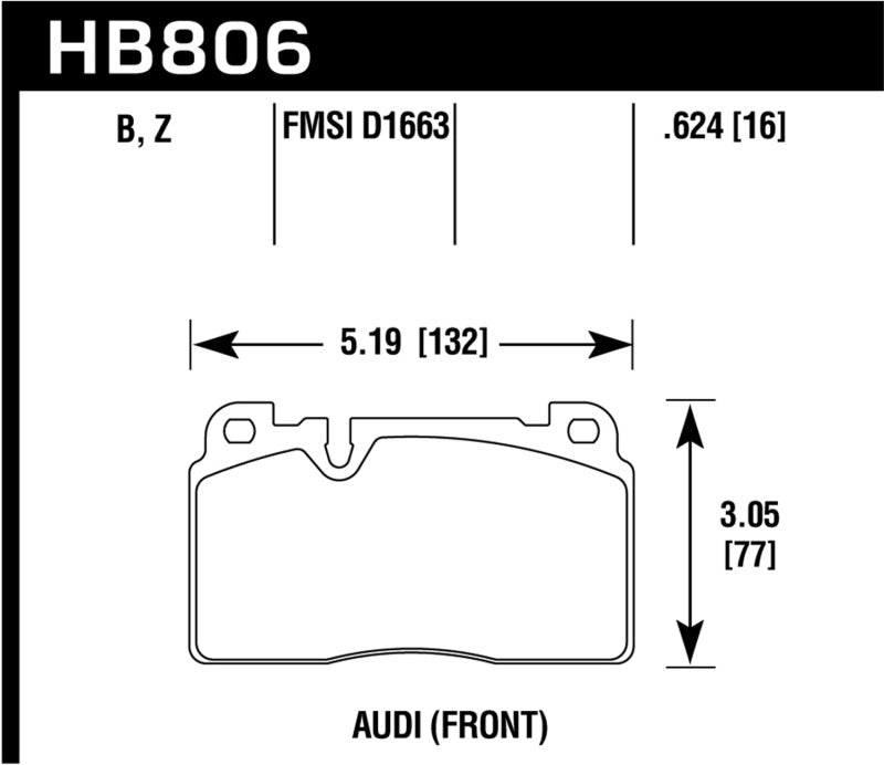 Plaquettes de frein avant Hawk 16-17 Audi A6 HPS 5.0