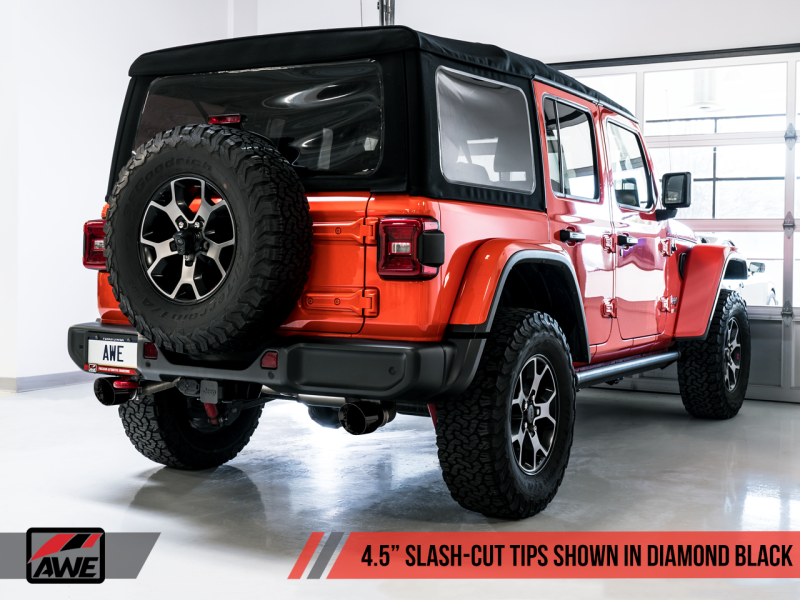 AWE Tuning 2018+ Jeep Wrangler JL/JLU Tread Edition Axle-Back Double Échappement - Diamond Black Tips