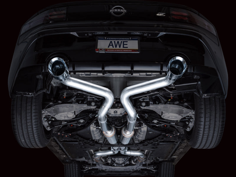Système d'échappement Cat-Back AWE Tuning 2023 Nissan Z RZ34 RWD Track Edition avec embouts chromés argentés