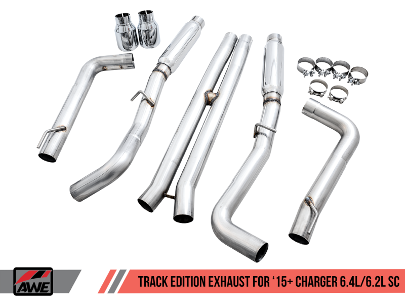 Échappement AWE Tuning 2015+ Dodge Charger 6.4L/6.2L Supercharged Track Edition - Chrome Silver Tips