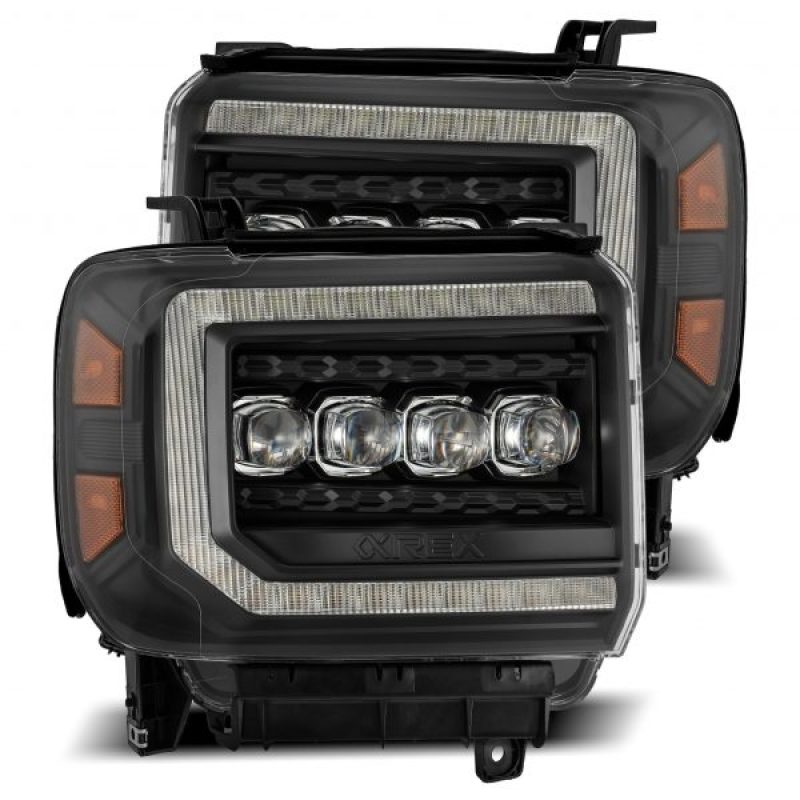 AlphaRex 14-18 GMC Sierra NOVA Phares LED Proj style planche Noir avec lumière active/signal Seq/DRL