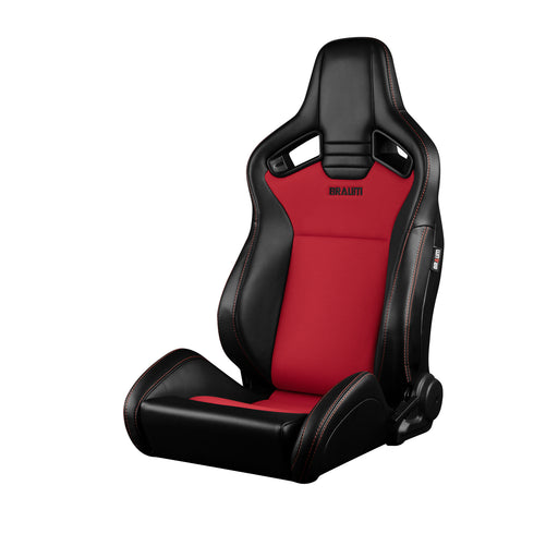 Elite V2 Series Sport Seats - Black Leatherette and Red Cloth