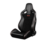Elite V2 Series Sport Seats - Black Suede (Red Stitching)