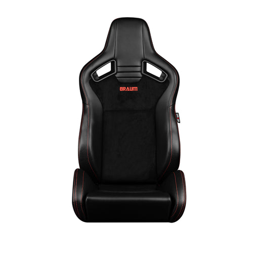 Elite V2 Series Sport Seats - Black Suede (Red Stitching)