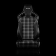 Elite V2 Series Sport Seats - Black and Grey Plaid Inserts - Low Base Version
