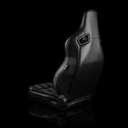 Elite V2 Series Sport Seats - Black and Grey Plaid Inserts - Low Base Version