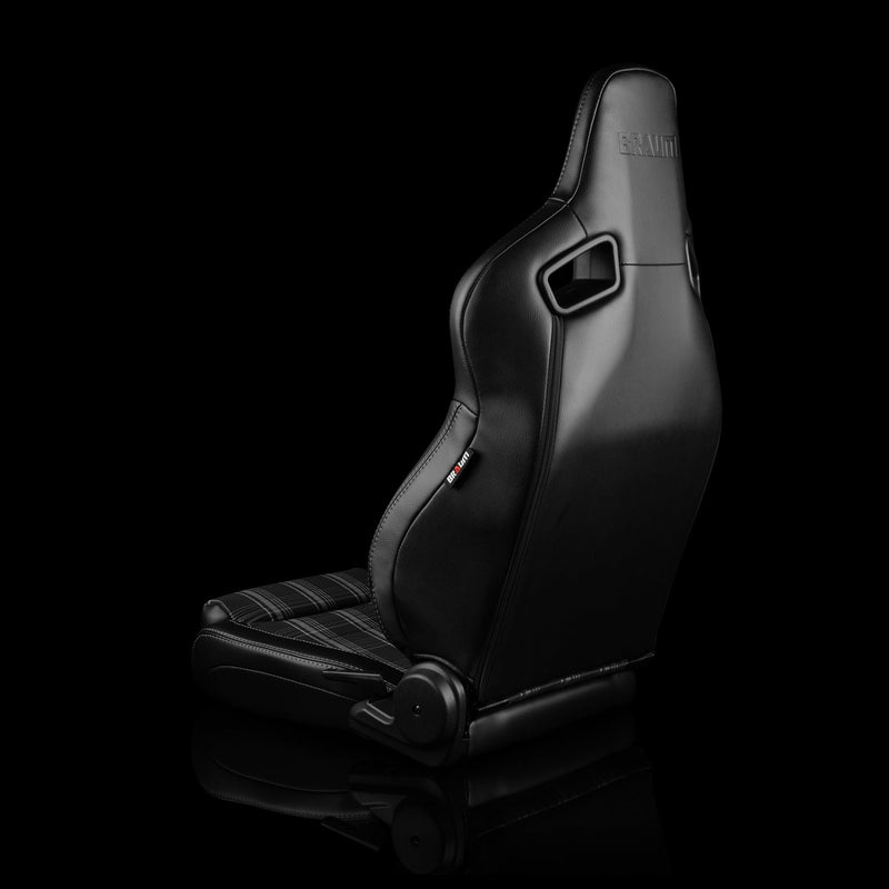 Elite V2 Series Sport Seats - Black and Grey Plaid Inserts - Low Base Version